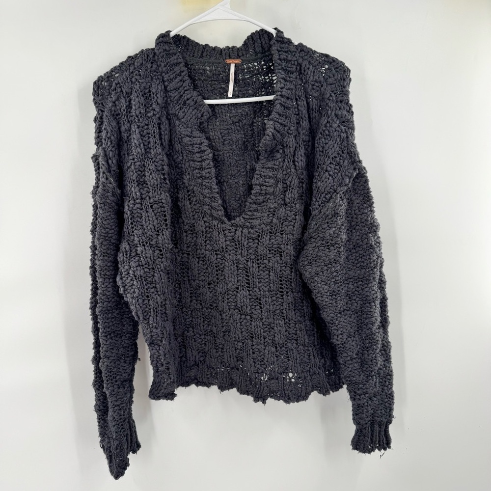 Free people Chunky Knit Gray Sweater size SP - Picture 6 of 7